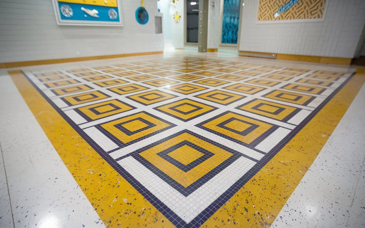 Modern stylish flooring design showing various flooring materials and textures