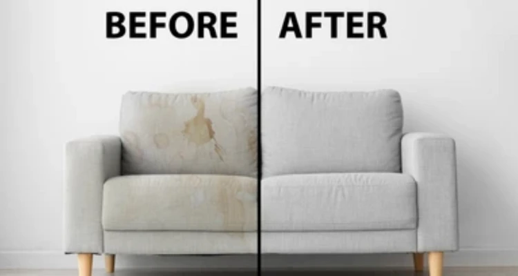 Professional sofa cleaning service removing stains and deep-set dirt from fabric upholstery.