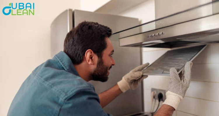 Kitchen hood cleaning to remove built-up grease and ensure safe kitchen ventilation