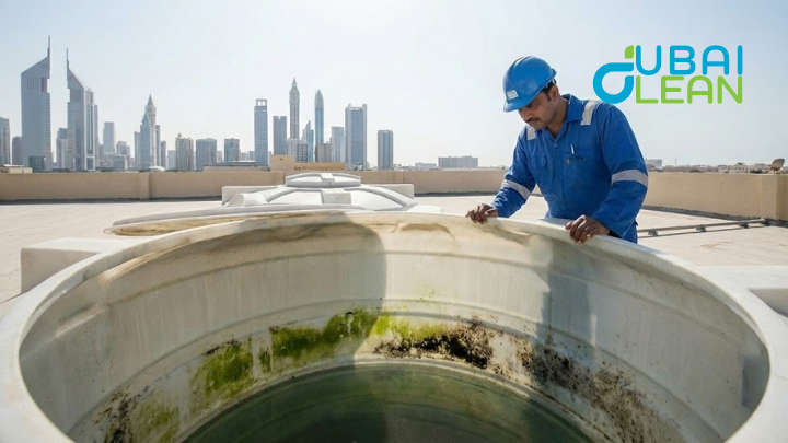 showing condensation and algae growth