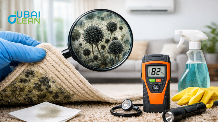 black mold on carpet look like