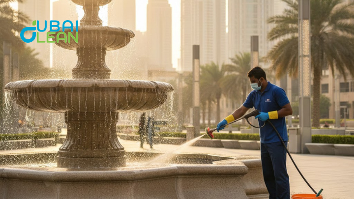 Cleaning fountains after dust storms