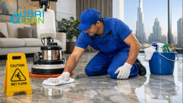 Shiny marble floor in Dubai home